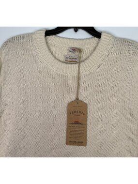 Faherty Brand Heirloom Crewneck Sweater Mens 2XLT Bone Organic Cotton NWT $268